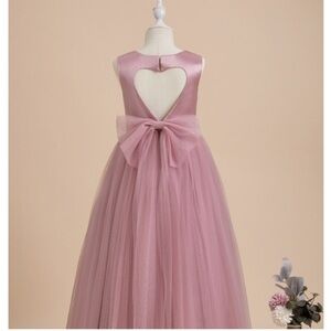 NWT Flower Girl Dress SIZE 4 5 Dusty Rose wedding party JJ’s House Heart cut out